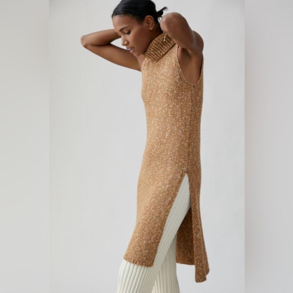 Anthropologie Turtleneck Sleeveless High Low Tunic Sweater Size Small